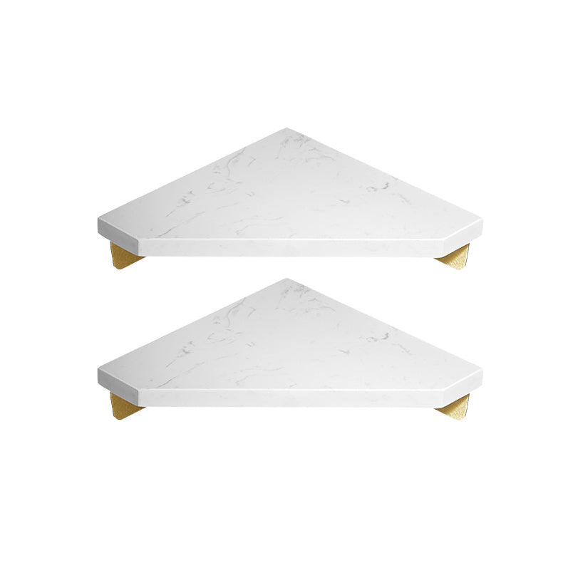 Aluminum Bathroom Accessory Set 1.57 Inches Tall Marble Bath Shelf White Triangle 2 Piece Set Clearhalo 'Bathroom Hardware Sets' 'Bathroom Hardware' 'Bathroom Remodel & Bathroom Fixtures' 'bathroom_hardware_sets' 'Home Improvement' 'home_improvement' 'home_improvement_bathroom_hardware_sets' 6996934