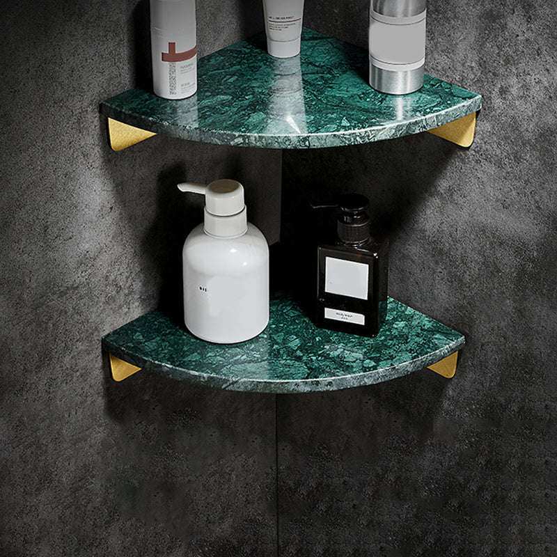 Aluminum Bathroom Accessory Set 1.57 Inches Tall Marble Bath Shelf Green Arc 2 Piece Set Clearhalo 'Bathroom Hardware Sets' 'Bathroom Hardware' 'Bathroom Remodel & Bathroom Fixtures' 'bathroom_hardware_sets' 'Home Improvement' 'home_improvement' 'home_improvement_bathroom_hardware_sets' 6996937