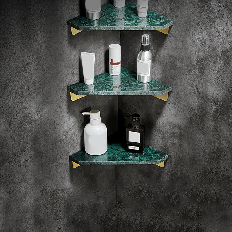 Aluminum Bathroom Accessory Set 1.57 Inches Tall Marble Bath Shelf Green Triangle 3 Piece Set Clearhalo 'Bathroom Hardware Sets' 'Bathroom Hardware' 'Bathroom Remodel & Bathroom Fixtures' 'bathroom_hardware_sets' 'Home Improvement' 'home_improvement' 'home_improvement_bathroom_hardware_sets' 6996938