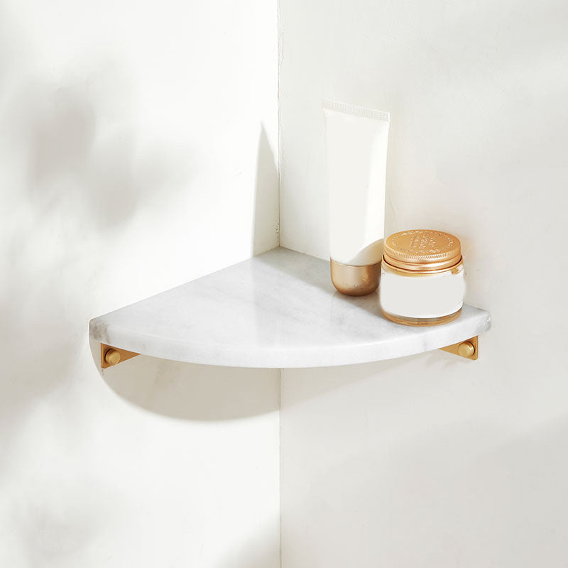 2 Piece Marble Bath Shelf Brass Bathroom Hardware Set in White/Green White 1 Piece Clearhalo 'Bathroom Hardware Sets' 'Bathroom Hardware' 'Bathroom Remodel & Bathroom Fixtures' 'bathroom_hardware_sets' 'Home Improvement' 'home_improvement' 'home_improvement_bathroom_hardware_sets' 6996943