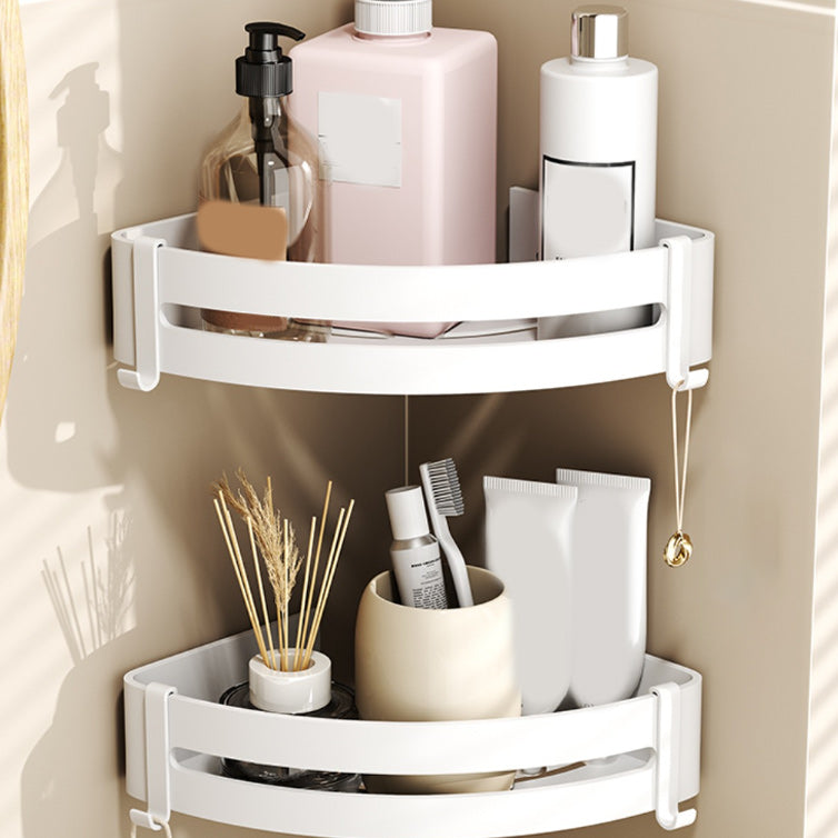 Modern Style Bathroom Accessory Set with Bath Shelf/Towel Bar/Toilet Brush in White Clearhalo 'Bathroom Hardware Sets' 'Bathroom Hardware' 'Bathroom Remodel & Bathroom Fixtures' 'bathroom_hardware_sets' 'Home Improvement' 'home_improvement' 'home_improvement_bathroom_hardware_sets' 6996964