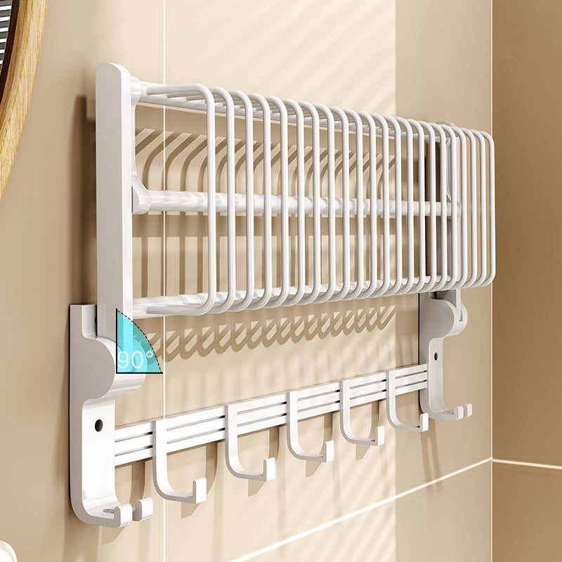 Modern Style Bathroom Accessory Set with Bath Shelf/Towel Bar/Toilet Brush in White Clearhalo 'Bathroom Hardware Sets' 'Bathroom Hardware' 'Bathroom Remodel & Bathroom Fixtures' 'bathroom_hardware_sets' 'Home Improvement' 'home_improvement' 'home_improvement_bathroom_hardware_sets' 6996968