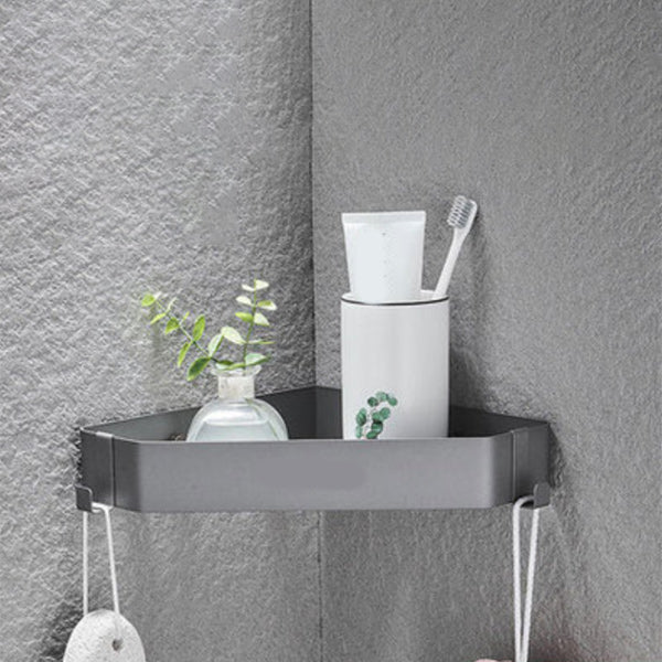 Contemporary Stainless Steel Bath Shelf 2-Piece Bathroom Accessory Set 9" Grey 1 Piece Clearhalo 'Bathroom Hardware Sets' 'Bathroom Hardware' 'Bathroom Remodel & Bathroom Fixtures' 'bathroom_hardware_sets' 'Home Improvement' 'home_improvement' 'home_improvement_bathroom_hardware_sets' 6996995