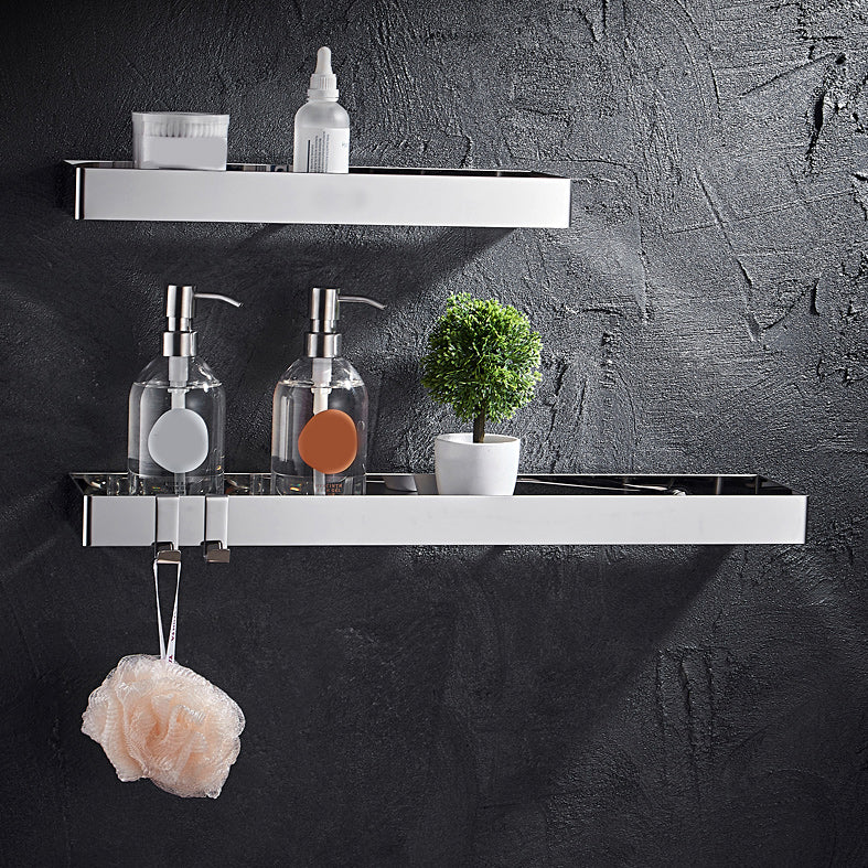 Contemporary Stainless Steel Bath Shelf 2-Piece Bathroom Accessory Set Clearhalo 'Bathroom Hardware Sets' 'Bathroom Hardware' 'Bathroom Remodel & Bathroom Fixtures' 'bathroom_hardware_sets' 'Home Improvement' 'home_improvement' 'home_improvement_bathroom_hardware_sets' 6996999