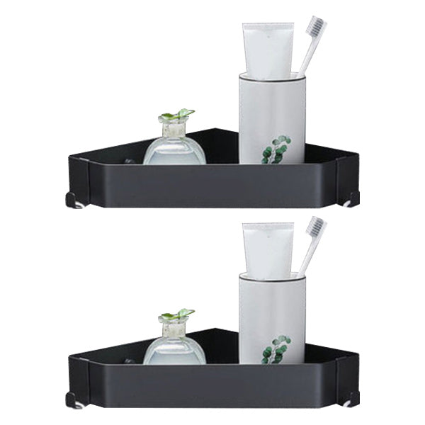 Contemporary Stainless Steel Bath Shelf 2-Piece Bathroom Accessory Set 9" Black 2 Piece Set Clearhalo 'Bathroom Hardware Sets' 'Bathroom Hardware' 'Bathroom Remodel & Bathroom Fixtures' 'bathroom_hardware_sets' 'Home Improvement' 'home_improvement' 'home_improvement_bathroom_hardware_sets' 6997003