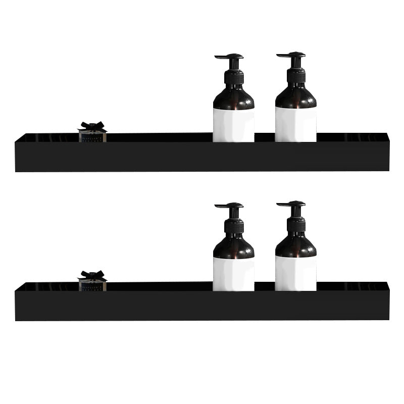 Contemporary Stainless Steel Bath Shelf 2-Piece Bathroom Accessory Set Black 2 Piece Set Clearhalo 'Bathroom Hardware Sets' 'Bathroom Hardware' 'Bathroom Remodel & Bathroom Fixtures' 'bathroom_hardware_sets' 'Home Improvement' 'home_improvement' 'home_improvement_bathroom_hardware_sets' 6997009