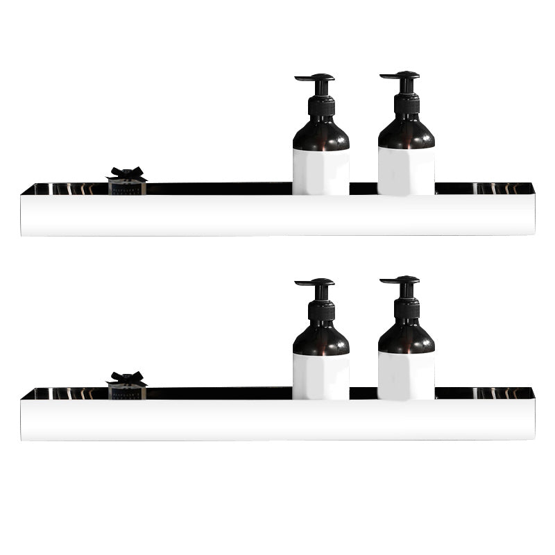 Contemporary Stainless Steel Bath Shelf 2-Piece Bathroom Accessory Set Silver 2 Piece Set Clearhalo 'Bathroom Hardware Sets' 'Bathroom Hardware' 'Bathroom Remodel & Bathroom Fixtures' 'bathroom_hardware_sets' 'Home Improvement' 'home_improvement' 'home_improvement_bathroom_hardware_sets' 6997011