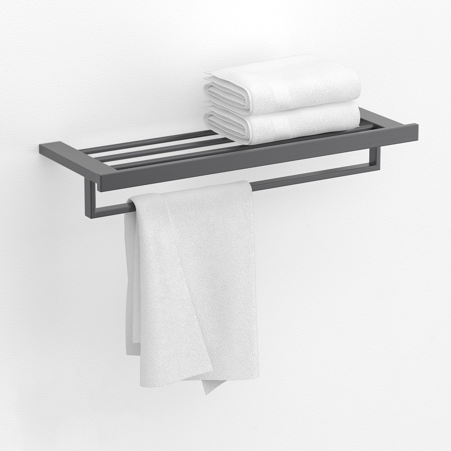 Gray Contemporary Bathroom Hardware Set Brushed Gray Bath Shelf/Paper Holder/Towel Bar Towel Rack Clearhalo 'Bathroom Hardware Sets' 'Bathroom Hardware' 'Bathroom Remodel & Bathroom Fixtures' 'bathroom_hardware_sets' 'Home Improvement' 'home_improvement' 'home_improvement_bathroom_hardware_sets' 6997022