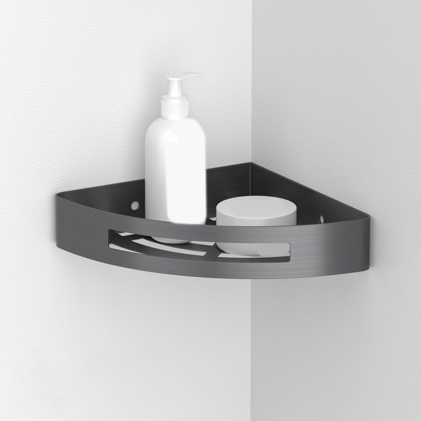 Gray Contemporary Bathroom Hardware Set Brushed Gray Bath Shelf/Paper Holder/Towel Bar Triangular Bath Shelf Clearhalo 'Bathroom Hardware Sets' 'Bathroom Hardware' 'Bathroom Remodel & Bathroom Fixtures' 'bathroom_hardware_sets' 'Home Improvement' 'home_improvement' 'home_improvement_bathroom_hardware_sets' 6997026