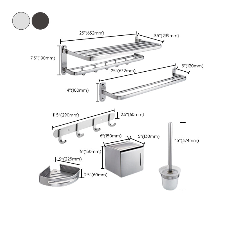 Contemporary Bathroom Hardware Set Towel Bar/Bath Shelf & Paper Holder Included Clearhalo 'Bathroom Hardware Sets' 'Bathroom Hardware' 'Bathroom Remodel & Bathroom Fixtures' 'bathroom_hardware_sets' 'Home Improvement' 'home_improvement' 'home_improvement_bathroom_hardware_sets' 6997070