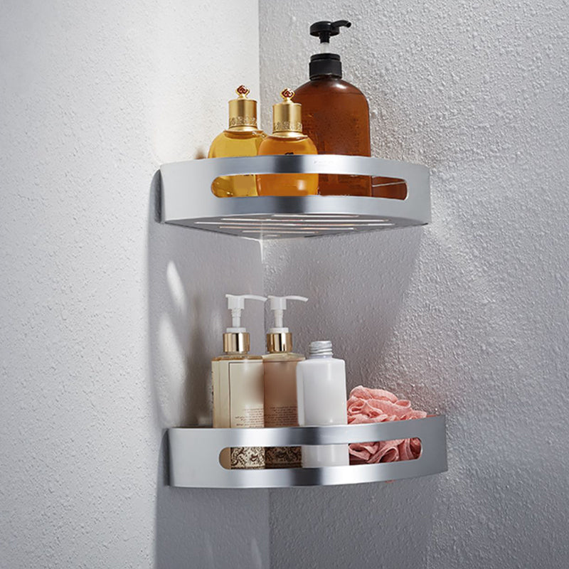 Modern Bathroom Accessory Set with Bathe Shelf/Robe Hooks/Towel Bar in Aluminum Clearhalo 'Bathroom Hardware Sets' 'Bathroom Hardware' 'Bathroom Remodel & Bathroom Fixtures' 'bathroom_hardware_sets' 'Home Improvement' 'home_improvement' 'home_improvement_bathroom_hardware_sets' 6997076