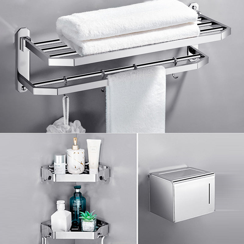 Modern 7 Piece Bathroom Accessory Set Polished Chrome Bathroom Hardware Curve 4-Piece Set (Toilet Paper Holder) Clearhalo 'Bathroom Hardware Sets' 'Bathroom Hardware' 'Bathroom Remodel & Bathroom Fixtures' 'bathroom_hardware_sets' 'Home Improvement' 'home_improvement' 'home_improvement_bathroom_hardware_sets' 6997139