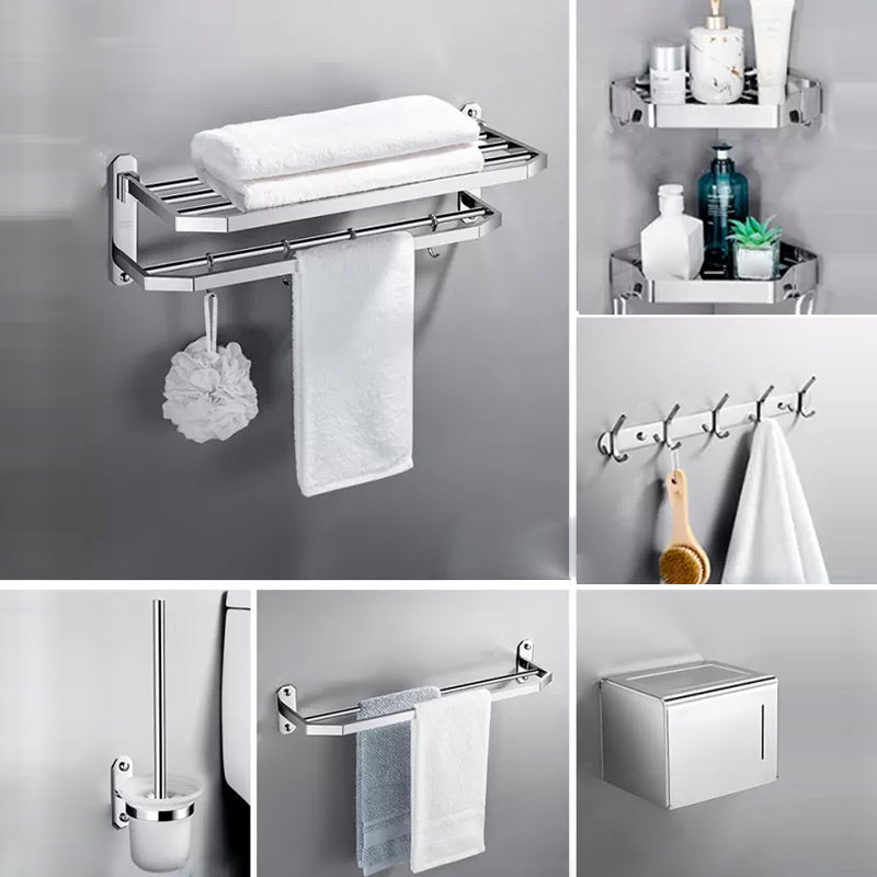 Modern 7 Piece Bathroom Accessory Set Polished Chrome Bathroom Hardware Curve 7-Piece Set Clearhalo 'Bathroom Hardware Sets' 'Bathroom Hardware' 'Bathroom Remodel & Bathroom Fixtures' 'bathroom_hardware_sets' 'Home Improvement' 'home_improvement' 'home_improvement_bathroom_hardware_sets' 6997142