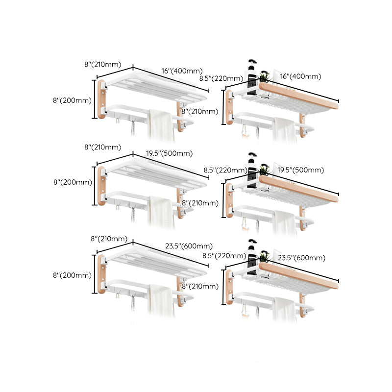 White 7-piece Bathroom Accessory Set Wood and Metal Bathroom Set Clearhalo 'Bathroom Hardware Sets' 'Bathroom Hardware' 'Bathroom Remodel & Bathroom Fixtures' 'bathroom_hardware_sets' 'Home Improvement' 'home_improvement' 'home_improvement_bathroom_hardware_sets' 6997250