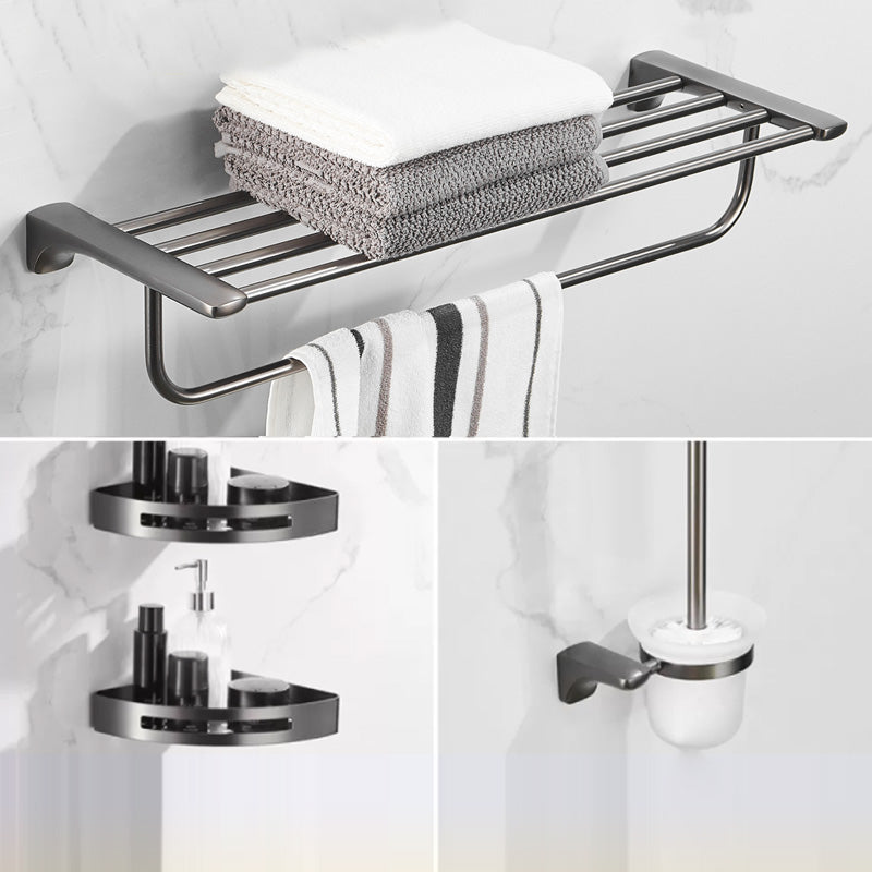 Modern Bathroom Accessories Hardware Set Grey Bathroom Accessory Kit 4-Piece Set (Toilet Brush) Clearhalo 'Bathroom Hardware Sets' 'Bathroom Hardware' 'Bathroom Remodel & Bathroom Fixtures' 'bathroom_hardware_sets' 'Home Improvement' 'home_improvement' 'home_improvement_bathroom_hardware_sets' 6997268