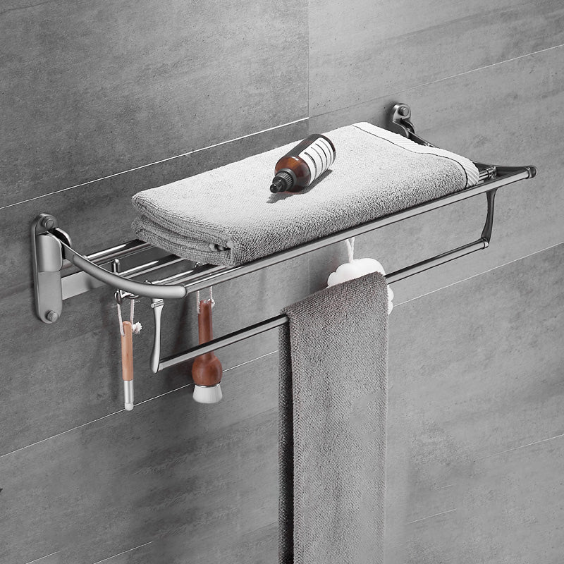 Modern Bathroom Accessories Hardware Set Grey Bathroom Accessory Kit Foldable Towel Rack (24"L) Clearhalo 'Bathroom Hardware Sets' 'Bathroom Hardware' 'Bathroom Remodel & Bathroom Fixtures' 'bathroom_hardware_sets' 'Home Improvement' 'home_improvement' 'home_improvement_bathroom_hardware_sets' 6997272