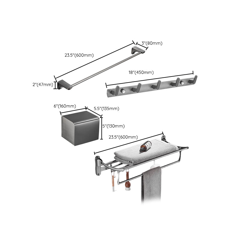 Modern Bathroom Accessories Hardware Set Grey Bathroom Accessory Kit Clearhalo 'Bathroom Hardware Sets' 'Bathroom Hardware' 'Bathroom Remodel & Bathroom Fixtures' 'bathroom_hardware_sets' 'Home Improvement' 'home_improvement' 'home_improvement_bathroom_hardware_sets' 6997282