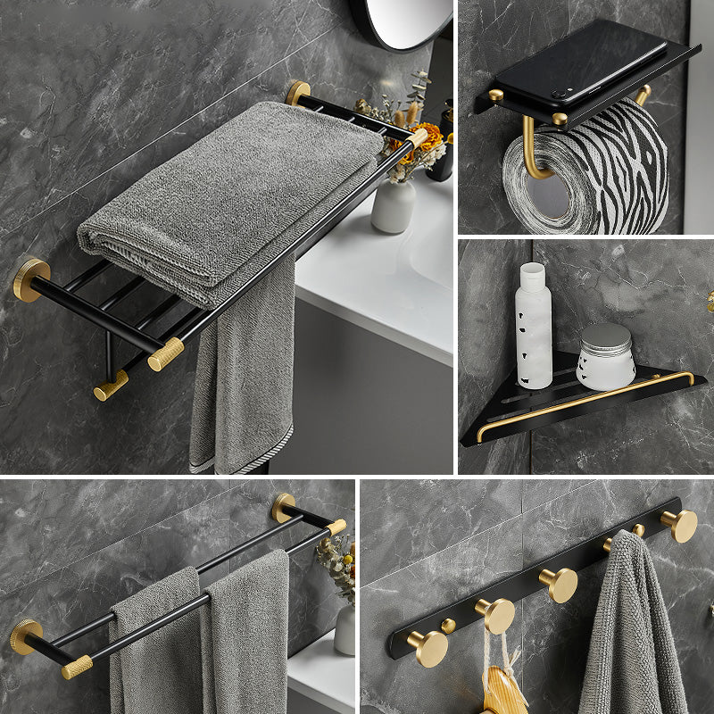 5-Piece Modern Bathroom Accessory Black Brass Bath Hardware Set Clearhalo 'Bathroom Hardware Sets' 'Bathroom Hardware' 'Bathroom Remodel & Bathroom Fixtures' 'bathroom_hardware_sets' 'Home Improvement' 'home_improvement' 'home_improvement_bathroom_hardware_sets' 6997285