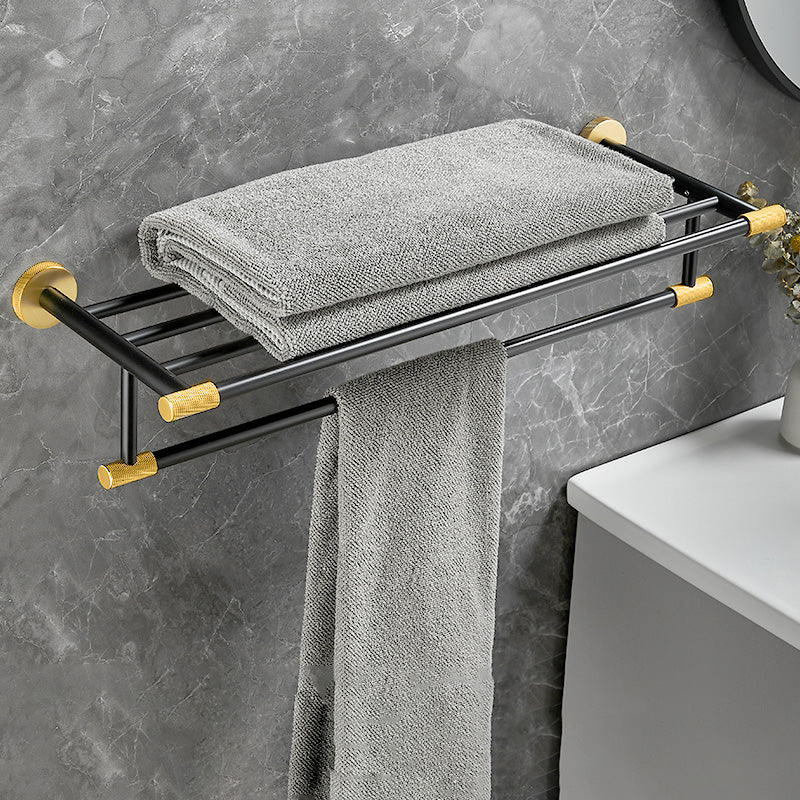 5-Piece Modern Bathroom Accessory Black Brass Bath Hardware Set Towel Rack Clearhalo 'Bathroom Hardware Sets' 'Bathroom Hardware' 'Bathroom Remodel & Bathroom Fixtures' 'bathroom_hardware_sets' 'Home Improvement' 'home_improvement' 'home_improvement_bathroom_hardware_sets' 6997286