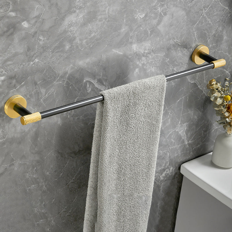 5-Piece Modern Bathroom Accessory Black Brass Bath Hardware Set Towel Bar (Single Rod) Clearhalo 'Bathroom Hardware Sets' 'Bathroom Hardware' 'Bathroom Remodel & Bathroom Fixtures' 'bathroom_hardware_sets' 'Home Improvement' 'home_improvement' 'home_improvement_bathroom_hardware_sets' 6997291