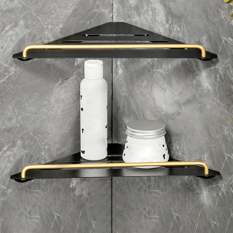 5-Piece Modern Bathroom Accessory Black Brass Bath Hardware Set 2-Piece Set (Triangular Bath Shelf) Clearhalo 'Bathroom Hardware Sets' 'Bathroom Hardware' 'Bathroom Remodel & Bathroom Fixtures' 'bathroom_hardware_sets' 'Home Improvement' 'home_improvement' 'home_improvement_bathroom_hardware_sets' 6997303