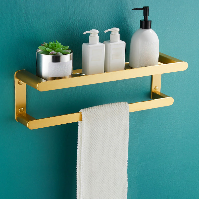 Traditional Bathroom Accessories Hardware Set Gold Bathroom Accessory Kit Bath Shelf (with 20"L Rod) Clearhalo 'Bathroom Hardware Sets' 'Bathroom Hardware' 'Bathroom Remodel & Bathroom Fixtures' 'bathroom_hardware_sets' 'Home Improvement' 'home_improvement' 'home_improvement_bathroom_hardware_sets' 6997325