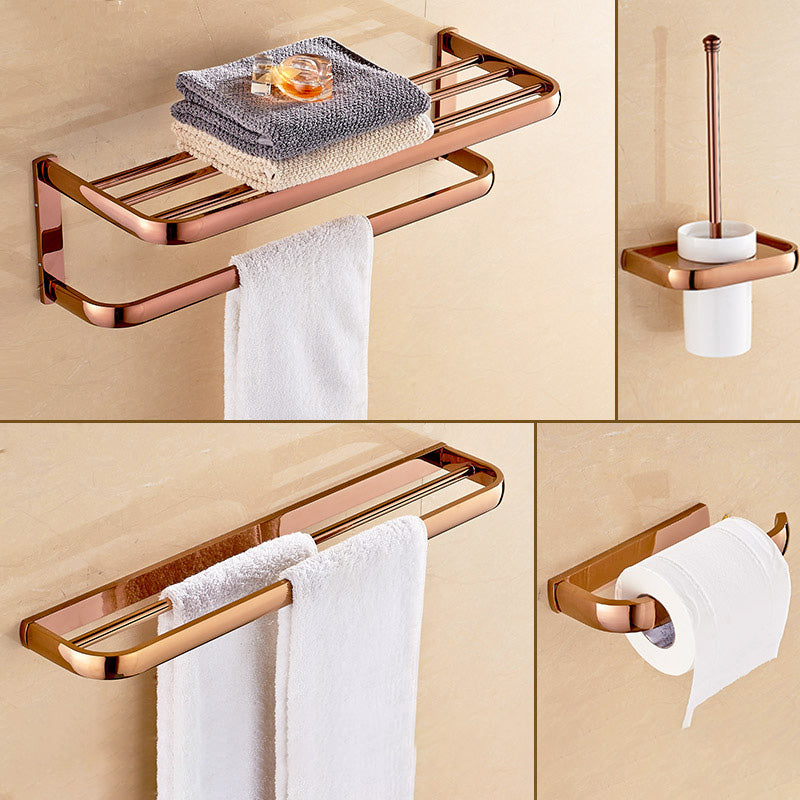 5-Piece Vintage Bathroom Accessory Set Brass Bath Hardware Set 4-Piece Set (Double Rods) Clearhalo 'Bathroom Hardware Sets' 'Bathroom Hardware' 'Bathroom Remodel & Bathroom Fixtures' 'bathroom_hardware_sets' 'Home Improvement' 'home_improvement' 'home_improvement_bathroom_hardware_sets' 6997362