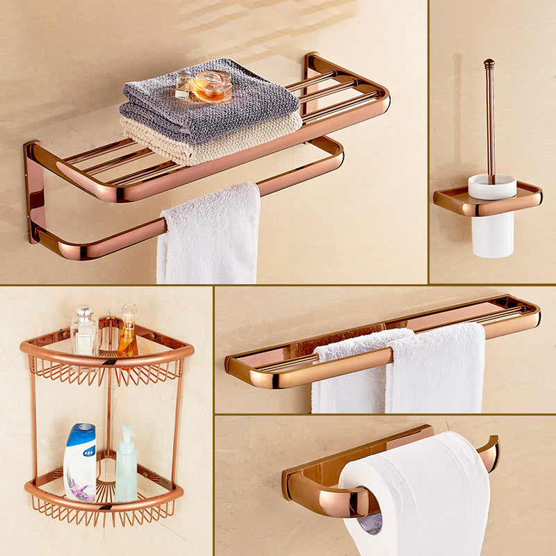 5-Piece Vintage Bathroom Accessory Set Brass Bath Hardware Set 5-Piece Set (Double Rods) Clearhalo 'Bathroom Hardware Sets' 'Bathroom Hardware' 'Bathroom Remodel & Bathroom Fixtures' 'bathroom_hardware_sets' 'Home Improvement' 'home_improvement' 'home_improvement_bathroom_hardware_sets' 6997367