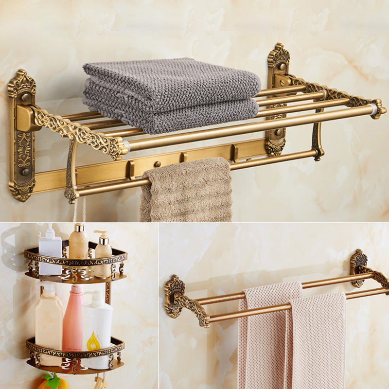 Traditional Bathroom Accessory Set Gold Bathroom Accessory Kit 3-Piece Set (Double Rails) Clearhalo 'Bathroom Hardware Sets' 'Bathroom Hardware' 'Bathroom Remodel & Bathroom Fixtures' 'bathroom_hardware_sets' 'Home Improvement' 'home_improvement' 'home_improvement_bathroom_hardware_sets' 6997399