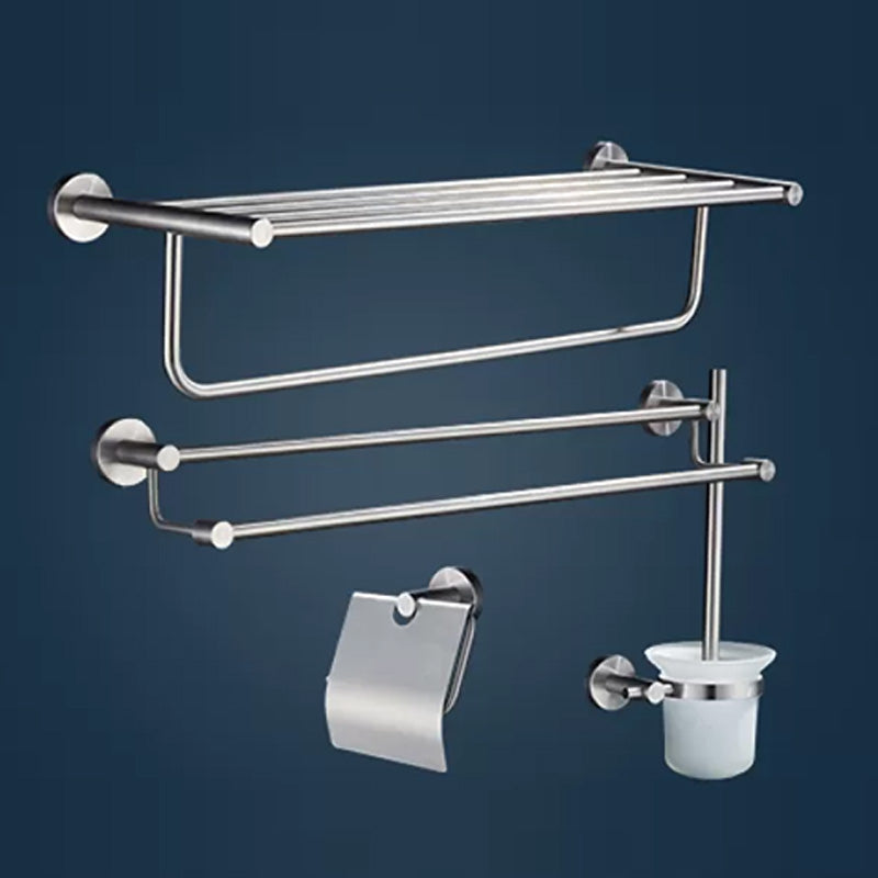 Chrome Traditional Bathroom Hardware Set Stainless Steel Bathroom Set 4-Piece Set (Double Rods) Clearhalo 'Bathroom Hardware Sets' 'Bathroom Hardware' 'Bathroom Remodel & Bathroom Fixtures' 'bathroom_hardware_sets' 'Home Improvement' 'home_improvement' 'home_improvement_bathroom_hardware_sets' 6997426