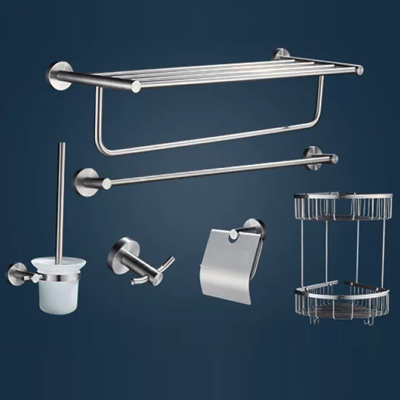 Chrome Traditional Bathroom Hardware Set Stainless Steel Bathroom Set 6-Piece Set (Single Rod) Clearhalo 'Bathroom Hardware Sets' 'Bathroom Hardware' 'Bathroom Remodel & Bathroom Fixtures' 'bathroom_hardware_sets' 'Home Improvement' 'home_improvement' 'home_improvement_bathroom_hardware_sets' 6997429