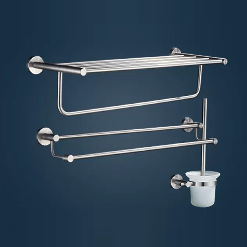 Chrome Traditional Bathroom Hardware Set Stainless Steel Bathroom Set 3-Piece Set (Double Rods) Clearhalo 'Bathroom Hardware Sets' 'Bathroom Hardware' 'Bathroom Remodel & Bathroom Fixtures' 'bathroom_hardware_sets' 'Home Improvement' 'home_improvement' 'home_improvement_bathroom_hardware_sets' 6997432