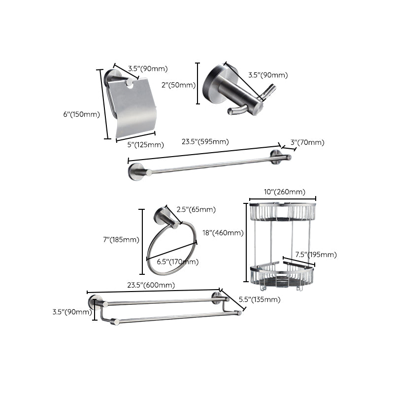 Chrome Traditional Bathroom Hardware Set Stainless Steel Bathroom Set Clearhalo 'Bathroom Hardware Sets' 'Bathroom Hardware' 'Bathroom Remodel & Bathroom Fixtures' 'bathroom_hardware_sets' 'Home Improvement' 'home_improvement' 'home_improvement_bathroom_hardware_sets' 6997436