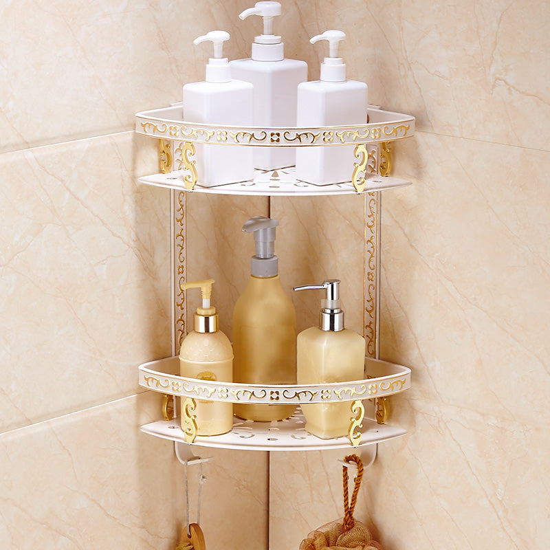 Traditional Bathroom Accessories Hardware Set Bath Shelf Bathroom Accessory Kit Double Layer Triangle Bath Shelves Clearhalo 'Bathroom Hardware Sets' 'Bathroom Hardware' 'Bathroom Remodel & Bathroom Fixtures' 'bathroom_hardware_sets' 'Home Improvement' 'home_improvement' 'home_improvement_bathroom_hardware_sets' 6997453