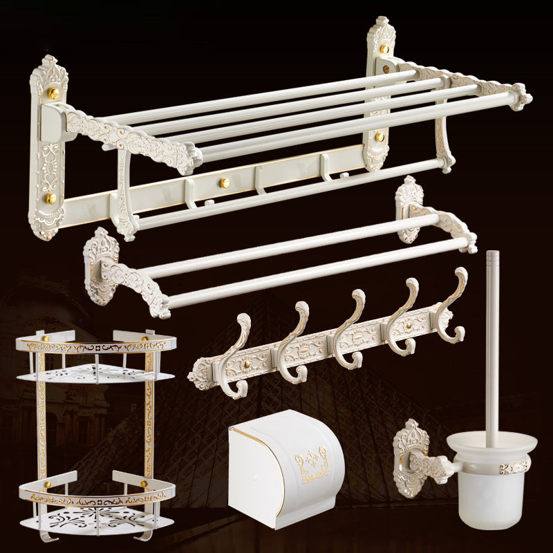 Traditional Bath Hardware Set White Bathroom Accessories Hardware Set 6-Piece Set Clearhalo 'Bathroom Hardware Sets' 'Bathroom Hardware' 'Bathroom Remodel & Bathroom Fixtures' 'bathroom_hardware_sets' 'Home Improvement' 'home_improvement' 'home_improvement_bathroom_hardware_sets' 6997482