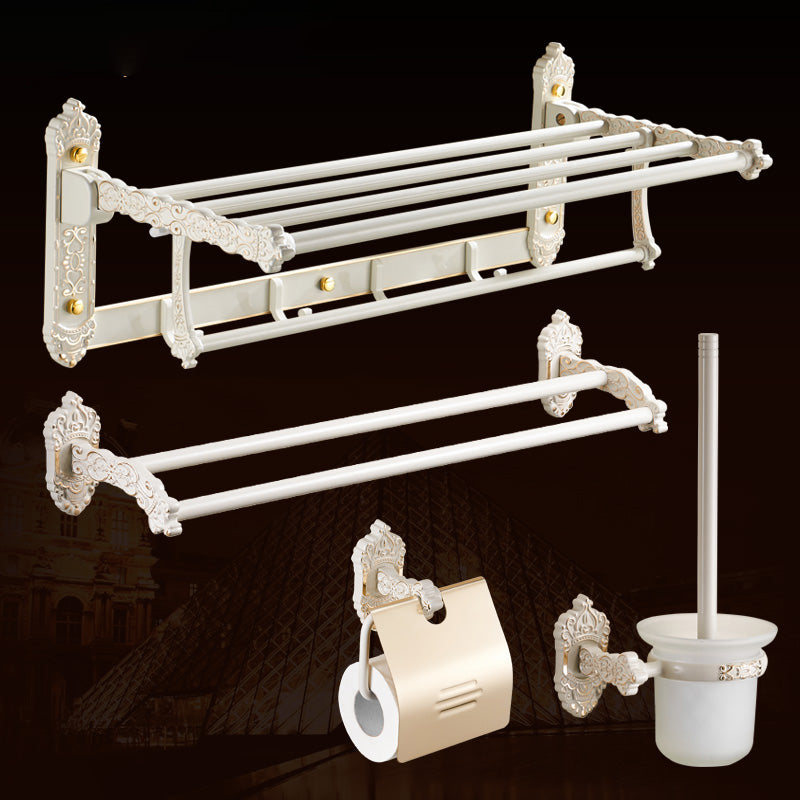 Traditional Bath Hardware Set White Bathroom Accessories Hardware Set Double Bars 4-Piece Set (Towel Bar) Clearhalo 'Bathroom Hardware Sets' 'Bathroom Hardware' 'Bathroom Remodel & Bathroom Fixtures' 'bathroom_hardware_sets' 'Home Improvement' 'home_improvement' 'home_improvement_bathroom_hardware_sets' 6997485