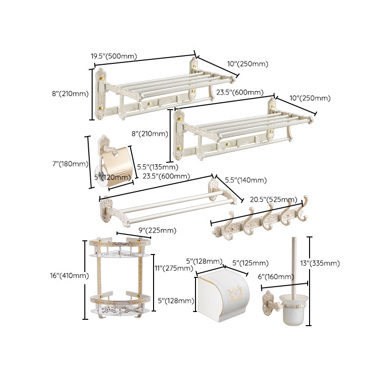 Traditional Bath Hardware Set White Bathroom Accessories Hardware Set Clearhalo 'Bathroom Hardware Sets' 'Bathroom Hardware' 'Bathroom Remodel & Bathroom Fixtures' 'bathroom_hardware_sets' 'Home Improvement' 'home_improvement' 'home_improvement_bathroom_hardware_sets' 6997491