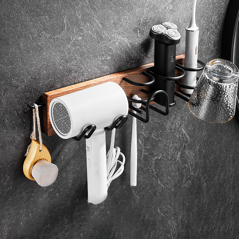 7 Piece Bathroom Accessory Set Wood and Metal Bathroom Accessories Hardware Set Hair Dryer Holder Clearhalo 'Bathroom Hardware Sets' 'Bathroom Hardware' 'Bathroom Remodel & Bathroom Fixtures' 'bathroom_hardware_sets' 'Home Improvement' 'home_improvement' 'home_improvement_bathroom_hardware_sets' 6997503