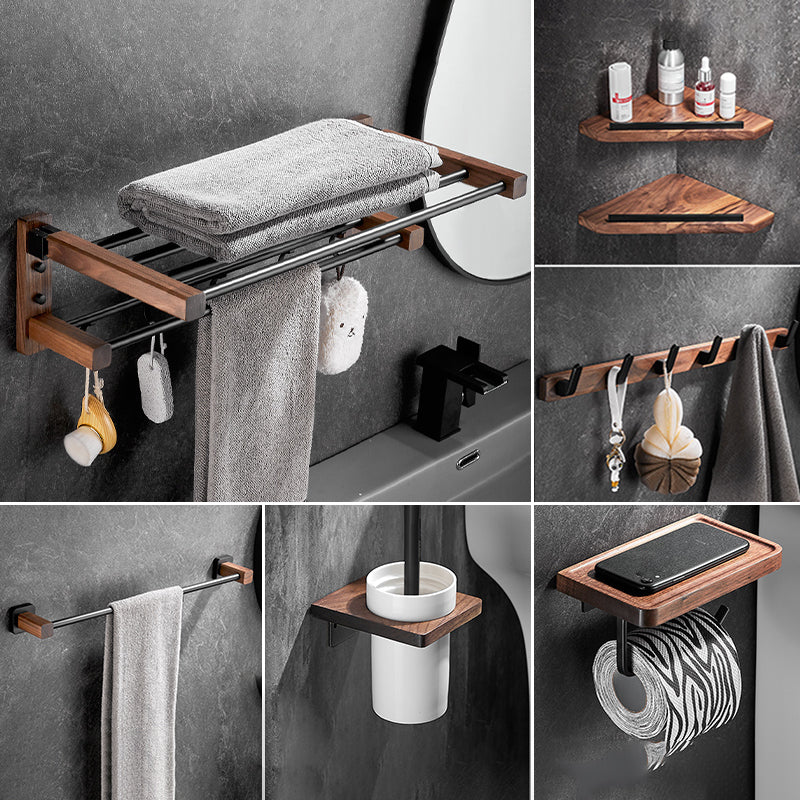 Walnut Bathroom Set Black Metal Bathroom Accessories Hardware Set -  Clearhalo