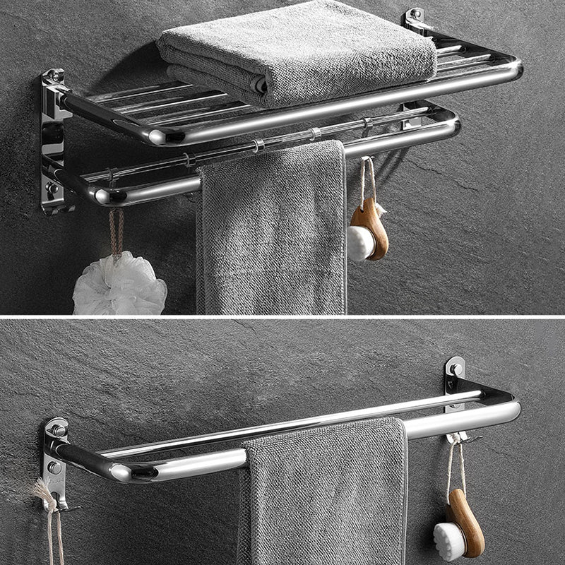 Modern Bathroom Accessory Set Silver Bathroom Accessories Hardware Set Towel Rack with Towel Bar Clearhalo 'Bathroom Hardware Sets' 'Bathroom Hardware' 'Bathroom Remodel & Bathroom Fixtures' 'bathroom_hardware_sets' 'Home Improvement' 'home_improvement' 'home_improvement_bathroom_hardware_sets' 6997557