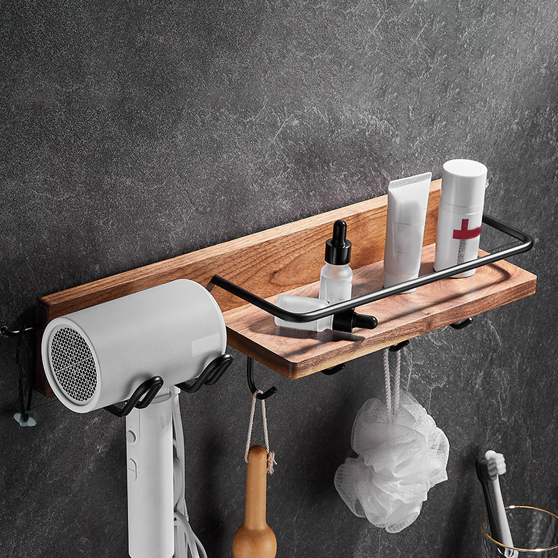 Metal Bathroom Accessory Set Walnut Brown Bathroom Hardware Set Bath Shelf Clearhalo 'Bathroom Hardware Sets' 'Bathroom Hardware' 'Bathroom Remodel & Bathroom Fixtures' 'bathroom_hardware_sets' 'Home Improvement' 'home_improvement' 'home_improvement_bathroom_hardware_sets' 6997582