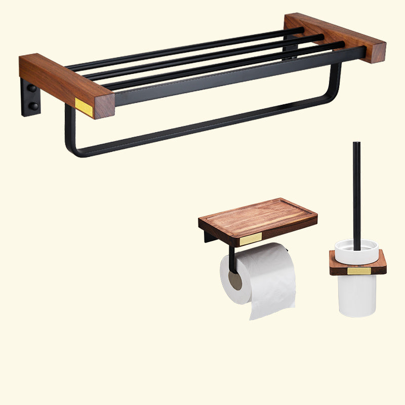 Metal Bathroom Accessory Set Walnut Brown Bathroom Hardware Set 3-Piece Set Clearhalo 'Bathroom Hardware Sets' 'Bathroom Hardware' 'Bathroom Remodel & Bathroom Fixtures' 'bathroom_hardware_sets' 'Home Improvement' 'home_improvement' 'home_improvement_bathroom_hardware_sets' 6997600