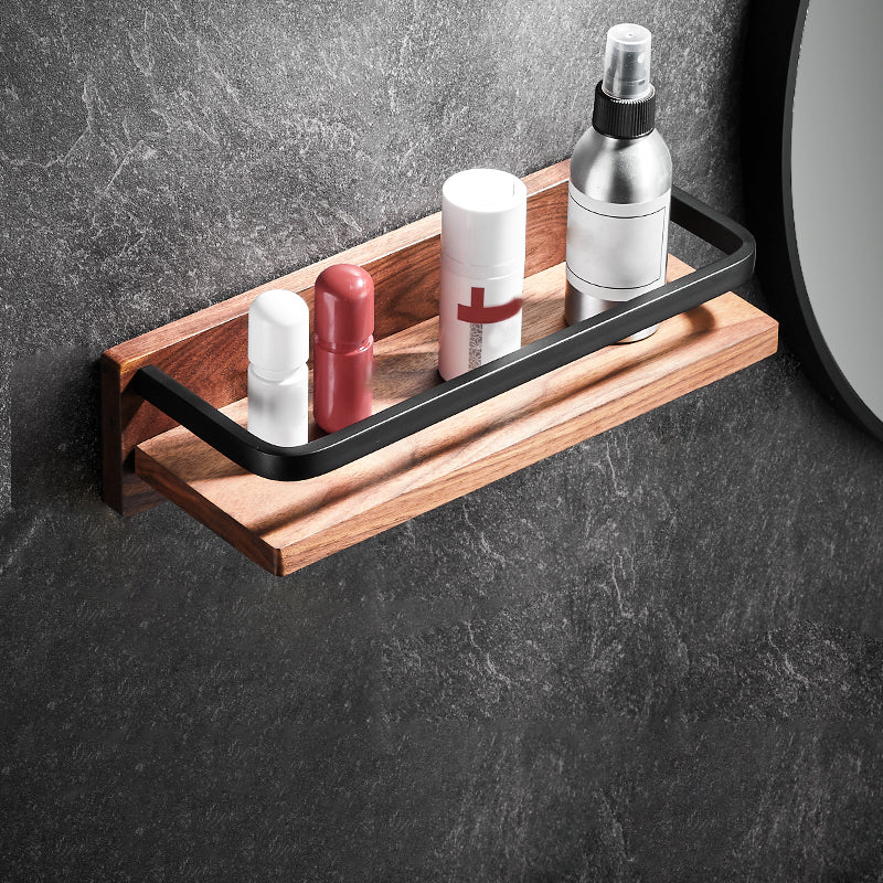 Metal Bathroom Accessory Set Walnut Brown Bathroom Hardware Set Square Bath Shelf (12"L) Clearhalo 'Bathroom Hardware Sets' 'Bathroom Hardware' 'Bathroom Remodel & Bathroom Fixtures' 'bathroom_hardware_sets' 'Home Improvement' 'home_improvement' 'home_improvement_bathroom_hardware_sets' 6997603