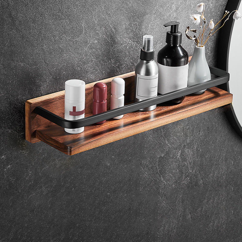 Metal Bathroom Accessory Set Walnut Brown Bathroom Hardware Set Square Bath Shelf (18"L) Clearhalo 'Bathroom Hardware Sets' 'Bathroom Hardware' 'Bathroom Remodel & Bathroom Fixtures' 'bathroom_hardware_sets' 'Home Improvement' 'home_improvement' 'home_improvement_bathroom_hardware_sets' 6997606