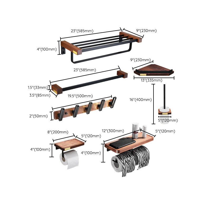 Metal Bathroom Accessory Set Walnut Brown Bathroom Hardware Set Clearhalo 'Bathroom Hardware Sets' 'Bathroom Hardware' 'Bathroom Remodel & Bathroom Fixtures' 'bathroom_hardware_sets' 'Home Improvement' 'home_improvement' 'home_improvement_bathroom_hardware_sets' 6997609