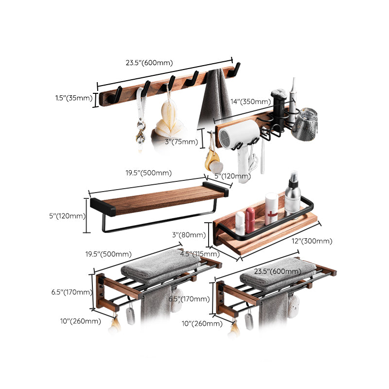 Metal Bathroom Accessory Set Walnut Brown Bathroom Hardware Set Clearhalo 'Bathroom Hardware Sets' 'Bathroom Hardware' 'Bathroom Remodel & Bathroom Fixtures' 'bathroom_hardware_sets' 'Home Improvement' 'home_improvement' 'home_improvement_bathroom_hardware_sets' 6997610