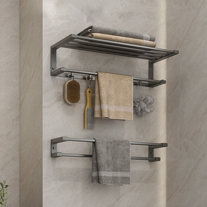 Modern Bathroom Accessory Set Grey Bathroom Accessories Hardware Set Towel Rack with Towel Bar Clearhalo 'Bathroom Hardware Sets' 'Bathroom Hardware' 'Bathroom Remodel & Bathroom Fixtures' 'bathroom_hardware_sets' 'Home Improvement' 'home_improvement' 'home_improvement_bathroom_hardware_sets' 6997628