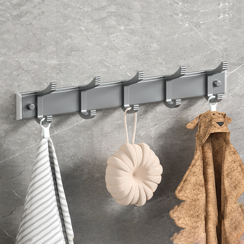 Modern Bathroom Accessory Set Grey Bathroom Accessories Hardware Set Row Hook-5 Hooks Clearhalo 'Bathroom Hardware Sets' 'Bathroom Hardware' 'Bathroom Remodel & Bathroom Fixtures' 'bathroom_hardware_sets' 'Home Improvement' 'home_improvement' 'home_improvement_bathroom_hardware_sets' 6997638