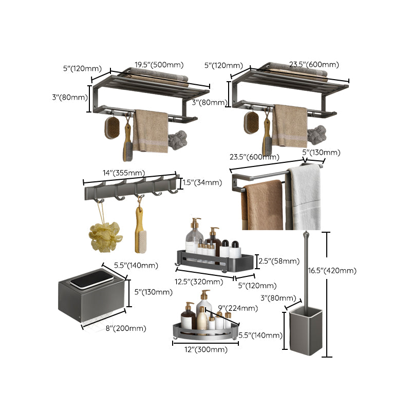 Modern Bathroom Accessory Set Grey Bathroom Accessories Hardware Set Clearhalo 'Bathroom Hardware Sets' 'Bathroom Hardware' 'Bathroom Remodel & Bathroom Fixtures' 'bathroom_hardware_sets' 'Home Improvement' 'home_improvement' 'home_improvement_bathroom_hardware_sets' 6997639