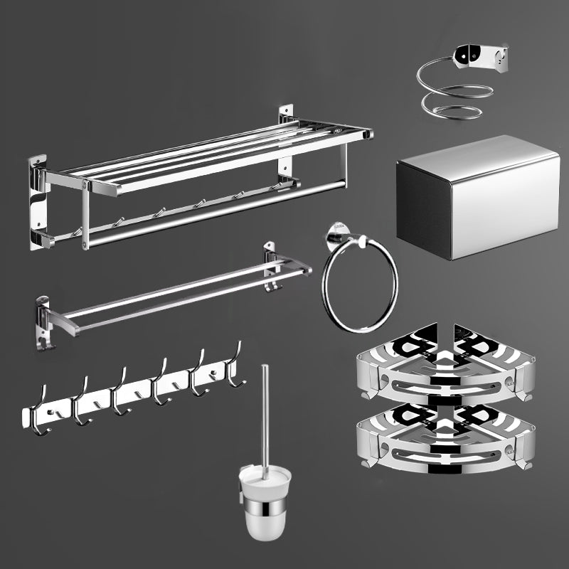 Modern Bath Hardware Set Silver Bathroom Accessories Hardware Set 9-Piece Set Clearhalo 'Bathroom Hardware Sets' 'Bathroom Hardware' 'Bathroom Remodel & Bathroom Fixtures' 'bathroom_hardware_sets' 'Home Improvement' 'home_improvement' 'home_improvement_bathroom_hardware_sets' 6997653